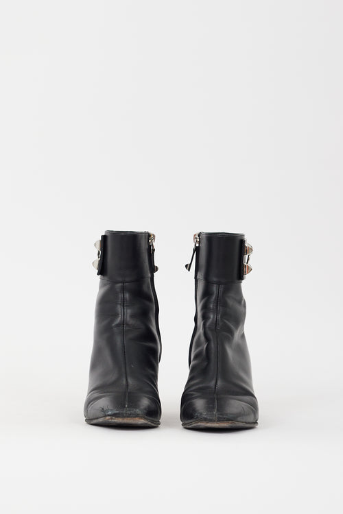 Hermès Black & Silver Leather Studded Decouverte 50 Boot
