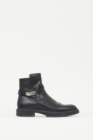 Hermès Black & Silver Leather Veo Boot