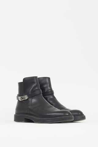 Hermès Black & Silver Leather Veo Boot
