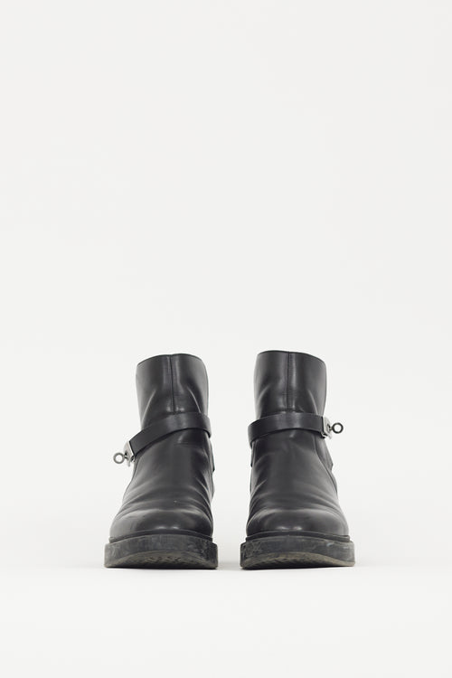 Hermès Black & Silver Leather Veo Boot