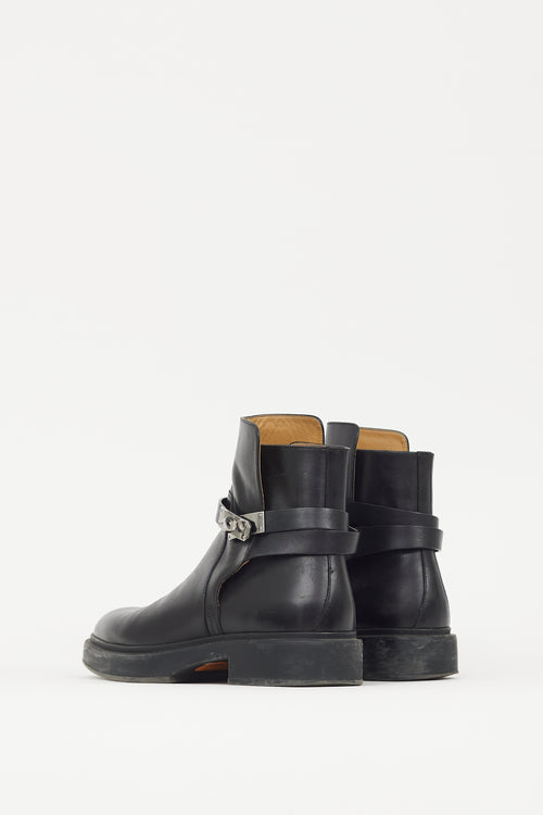 Hermès Black & Silver Leather Veo Boot