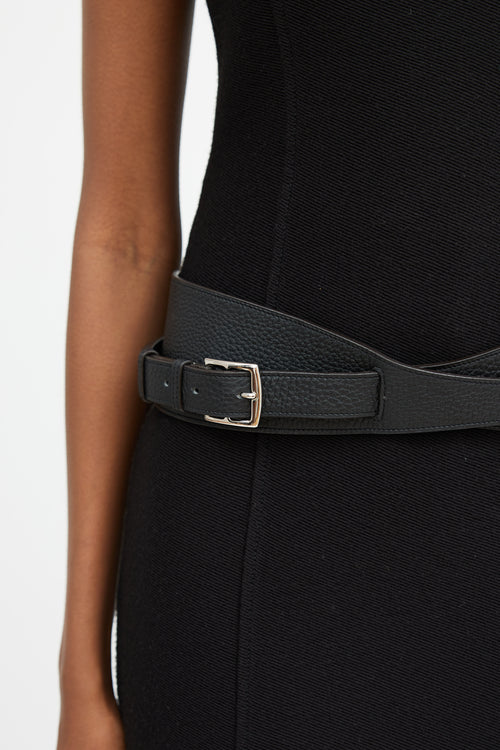 Hermès Black Togo Leather Wide Wrap Belt