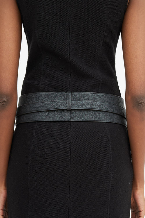 Hermès Black Togo Leather Wide Wrap Belt