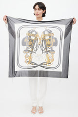 Hermès Black & White Brides De Gala 90 Scarf