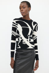 Hermès Black & White Cashmere La Promenade Du Matin Sweater