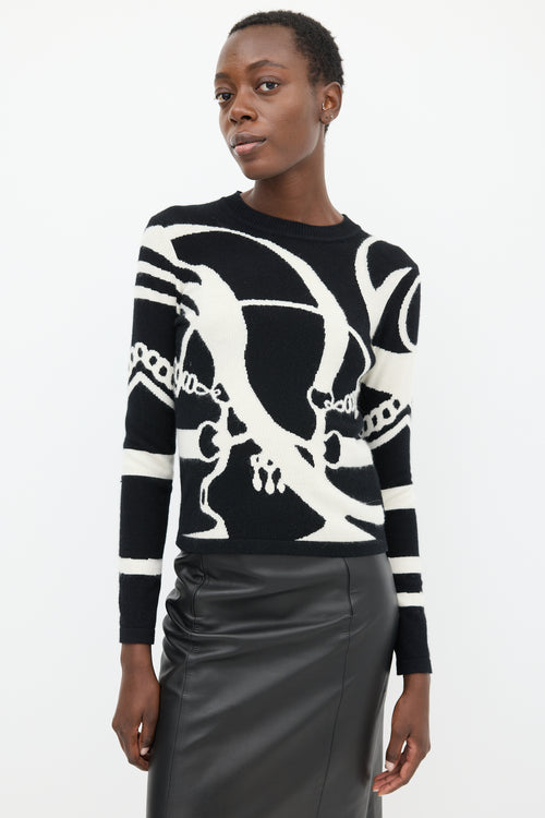 Hermès Black & White Cashmere La Promenade Du Matin Sweater