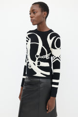 Hermès Black & White Cashmere La Promenade Du Matin Sweater