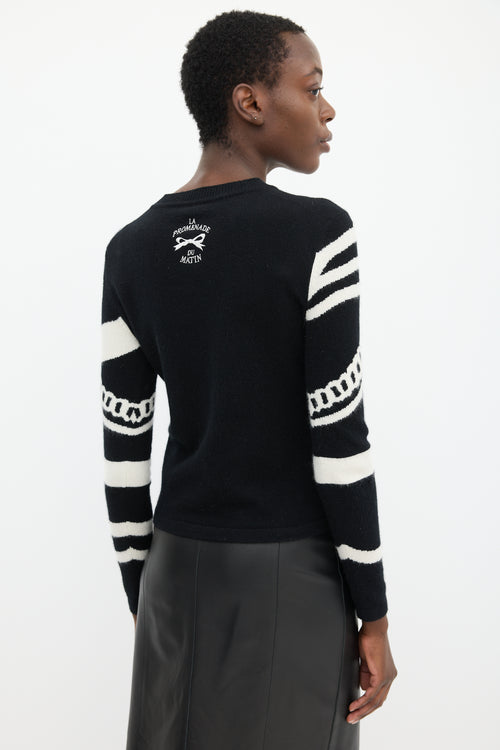 Hermès Black & White Cashmere La Promenade Du Matin Sweater