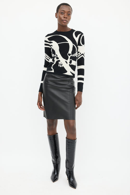 Hermès Black & White Cashmere La Promenade Du Matin Sweater