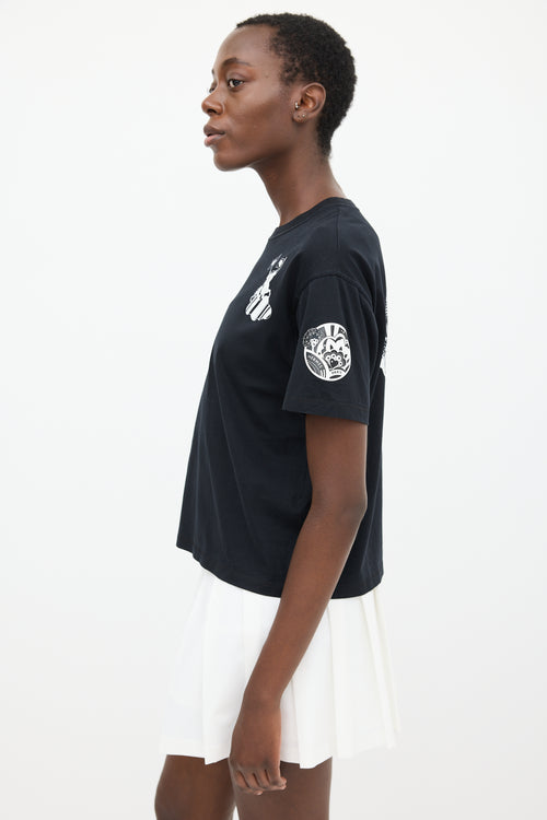 Hermès Black & White Faubourg Rainbow Graphic T-Shirt