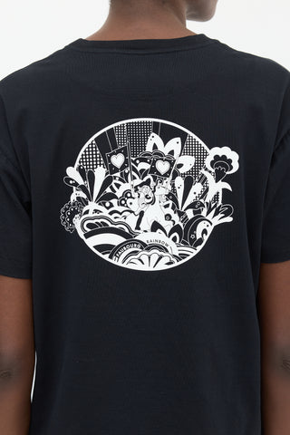 Hermès Black & White Faubourg Rainbow Graphic T-Shirt
