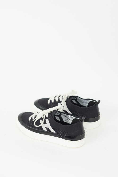 Hermès Black & White Knit Deep Sneaker