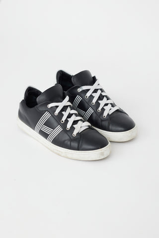 Hermès Black & White Leather Avantage Sneaker