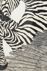 Hermès Black & White Cashmere & Silk Zebra Pegasus 140 Shawl