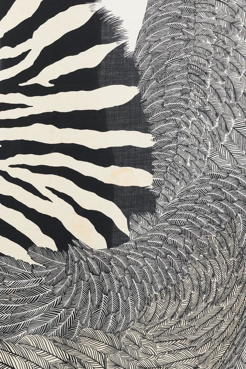 Hermès Black & White Cashmere & Silk Zebra Pegasus 140 Shawl
