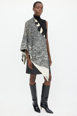 Hermès Black & White Cashmere & Silk Zebra Pegasus 140 Shawl