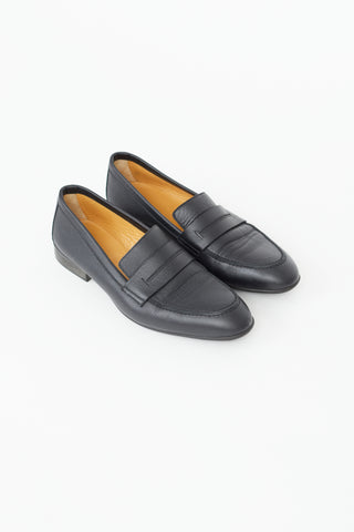 Hermès Black Leather H Penny Loafer