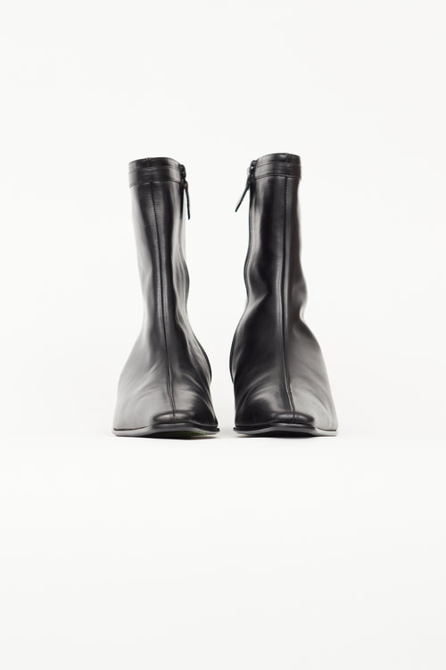 Hermès Black Leather Hommage Ankle Boot