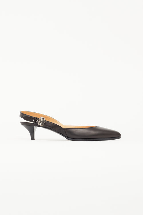 Hermès Black Leather Slingback Heel