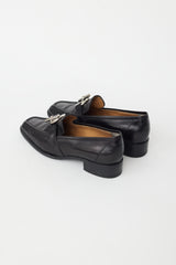 Hermès Black Leather & Silver Toggle Loafer