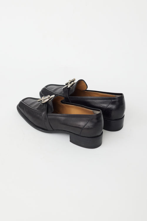 Hermès Black Leather & Silver Toggle Loafer