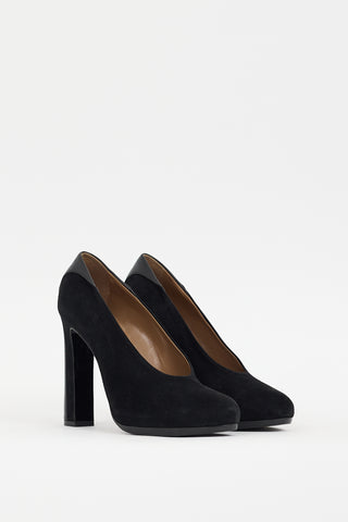 Hermès Black Leather & Suede Pump