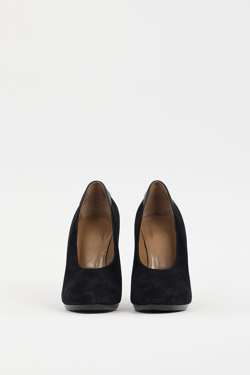 Hermès Black Leather & Suede Pump