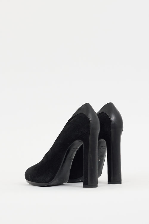 Hermès Black Leather & Suede Pump