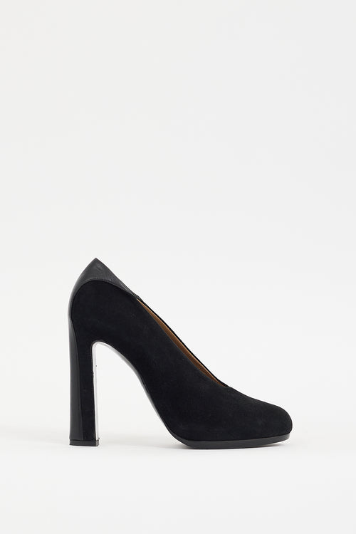 Hermès Black Leather & Suede Pump