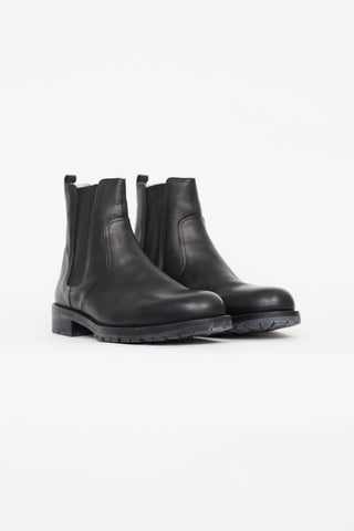 Hermès Black Leather Shearling Chelsea Boot