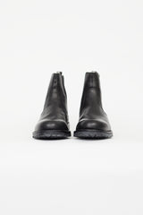 Hermès Black Leather Shearling Chelsea Boot