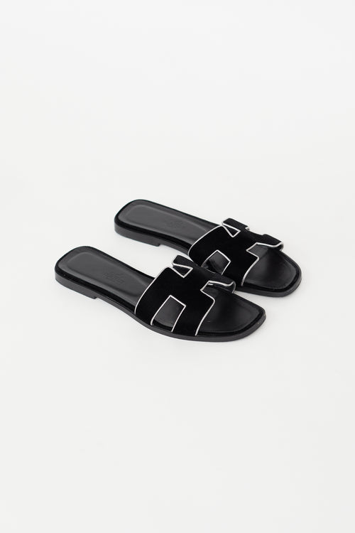 Hermès Black Velvet Oran Sandal