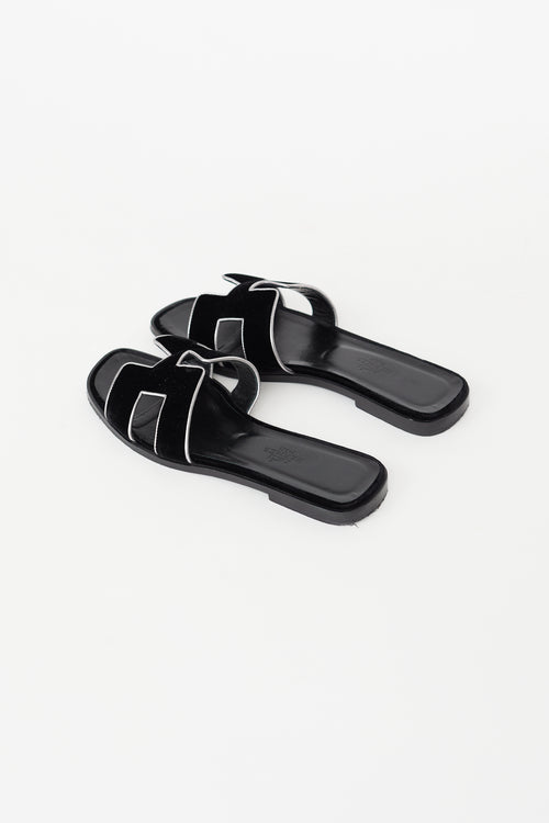 Hermès Black Velvet Oran Sandal