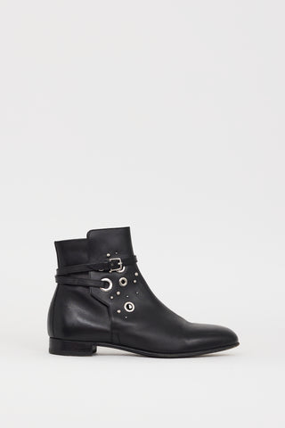 Hermès Black & Silver Leather Embellished Pixel Boot