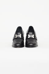 Hermès Black Leather Dauphine Heeled Loafer