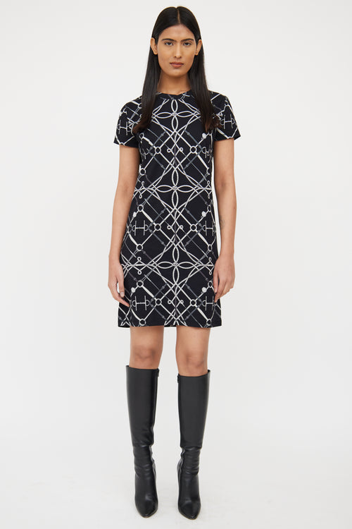 Hermès Black & Grey Bridle T-Shirt Dress