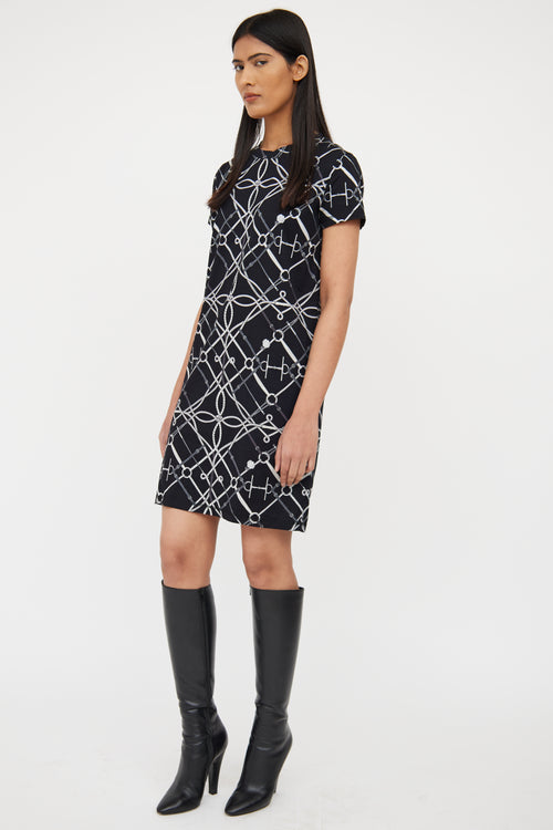 Hermès Black & Grey Bridle T-Shirt Dress