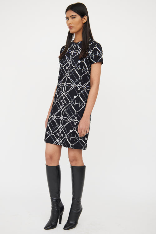 Hermès Black & Grey Bridle T-Shirt Dress