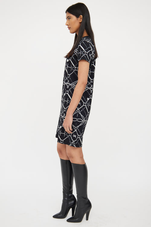 Hermès Black & Grey Bridle T-Shirt Dress