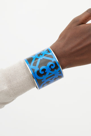 Hermès Blue & Black Balcon du Guadalquivir Wide Bangle