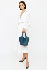 Hermes Deep Blue & Vert Bosphore Clemence Leather Picotin Bag