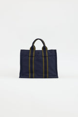 Hermès 2000s Navy & Green Toile Herline Fourre Tout PM Bag