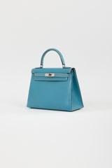  Hermès 1999 Blue Jean Box Kelly Sellier 28 Bag