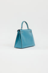  Hermès 1999 Blue Jean Box Kelly Sellier 28 Bag