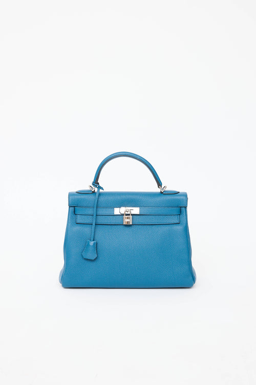 Hermès 2013 Cobalt Clemence Kelly Retourne 32 Bag