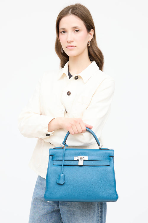 Hermès 2013 Cobalt Clemence Kelly Retourne 32 Bag