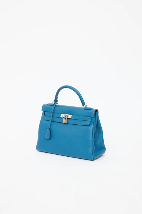 Hermès 2013 Cobalt Clemence Kelly Retourne 32 Bag