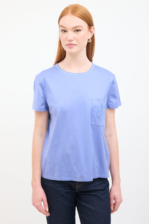 Hermès Blue Embroidered Pocket T-Shirt