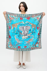 Hermès Blue & Multicolour La Marche du Zambezi 90 Scarf