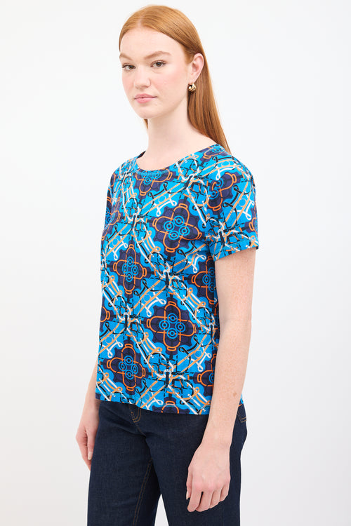 Hermès Blue & Multi Graphic Print T-Shirt